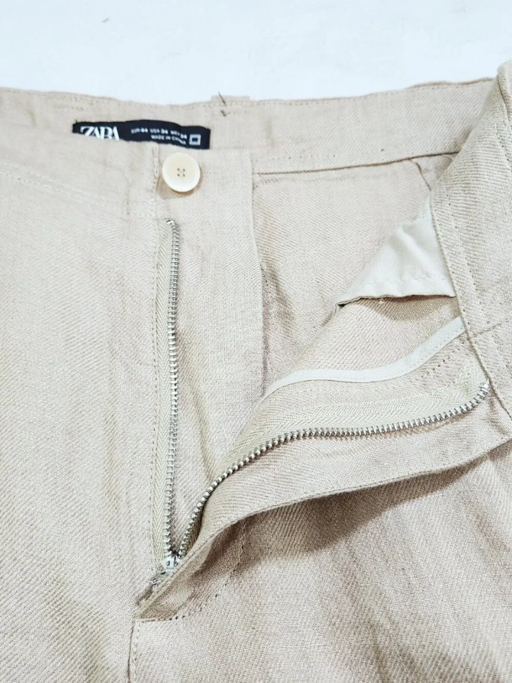 Zara Mens Linen Pants Trousers Size 34x28 Tan Brown Resort Preppy Summer Vaca
